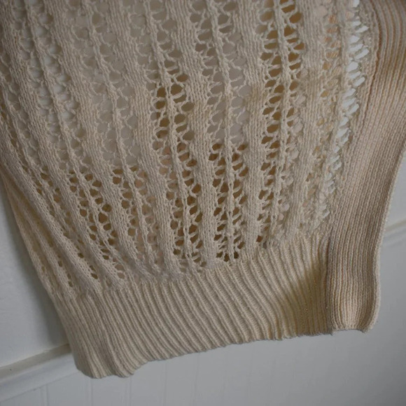 Urban Outfitters Crochet Cardigan Sz S Longline Neutral Boho Fairy Minimalist - Picture 4 of 13